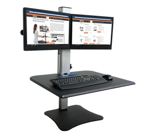 Victor® High Rise™ Dual Monitor Standing Desk with keyboard tray and two screens