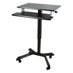 Victor® High Rise™ Mobile Adjustable Sit-Stand Desk Cart with Keyboard Tray
