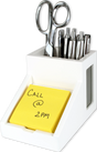 Victor® white wooden desk organizer with pencil cup and yellow sticky note holder