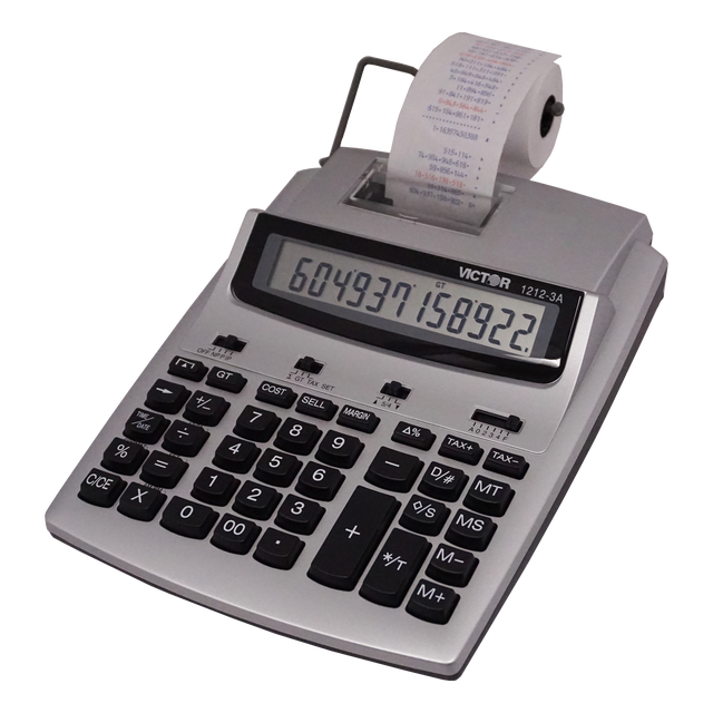 VICTOR® Silver 12-Digit Commercial Printing Calculator
