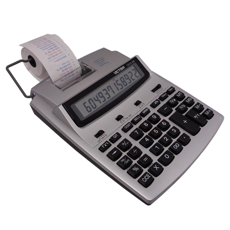 VICTOR® Silver 12-Digit Commercial Printing Calculator