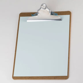 Officemate® wood letter size clipboard with silver metal clip and blank white paper