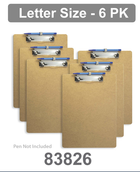 Wood Clipboard with Low Profile Clip and Pen Holder