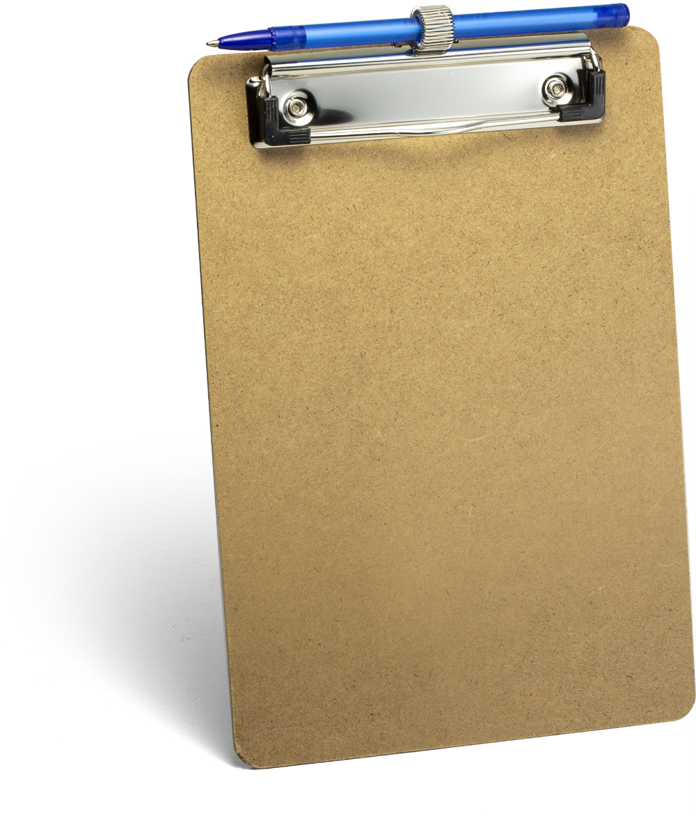 Wood Clipboard with Low Profile Clip and Pen Holder