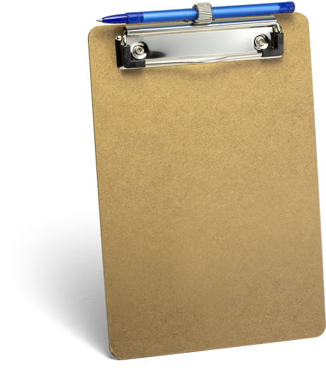 Wood Clipboard with Low Profile Clip and Pen Holder