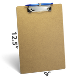Wood Clipboard with Low Profile Clip and Pen Holder - Letter, Single