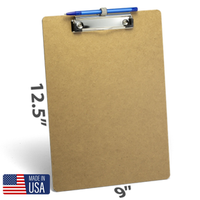 Officemate® wood letter size clipboard with low profile clip and blue pen holder