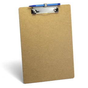 Officemate® wood memo size clipboard with low profile clip and blue pen holder